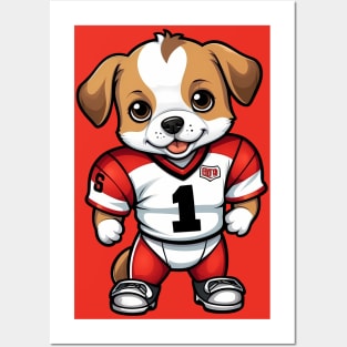 Cute Puppy in Football Jersey Posters and Art